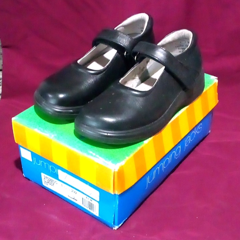 Girl's Jumping Jacks Classy Black Leather Mary Jane School/Dress Shoes